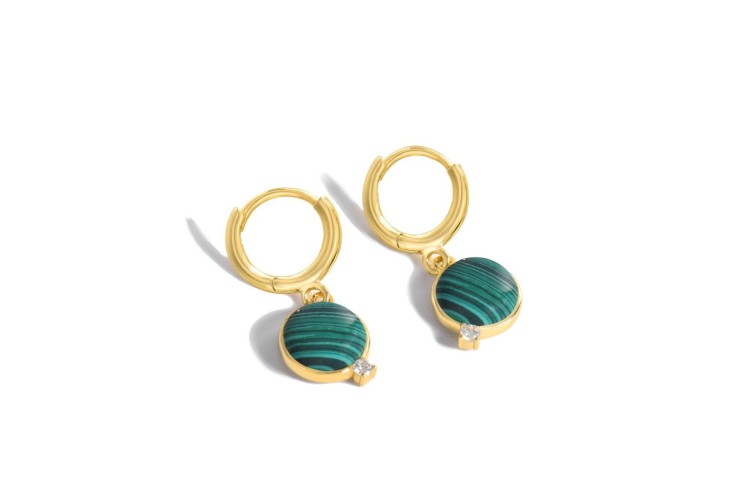 Malachite Drop Huggie Earring