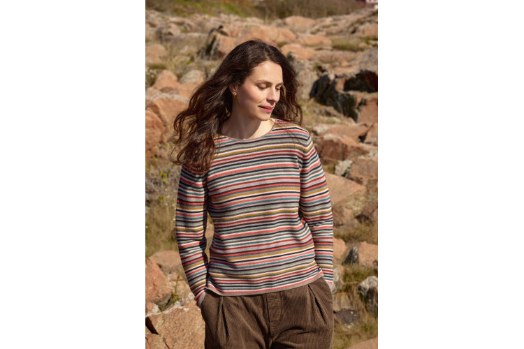Mansted Moment Stripe Jumper | Multi & Walnut