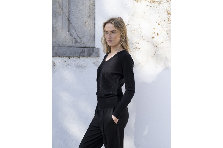 Marble Black Sparkle V-Neck Jumper