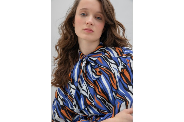 Marble Blouse Marine, Cream & Tan 