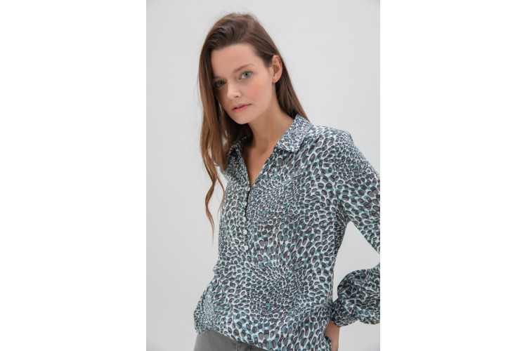 Marble Blouse Seafoam & Grey