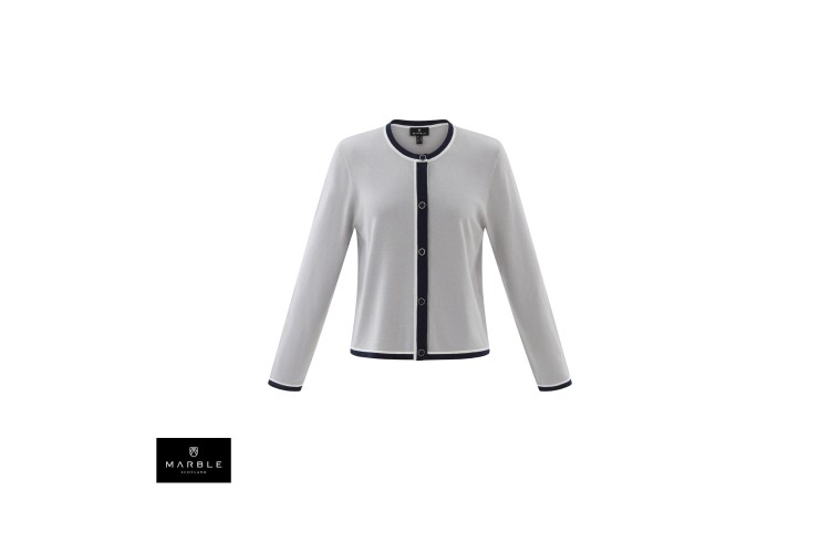 Marble Cardigan 7906  | Silver Grey & Navy