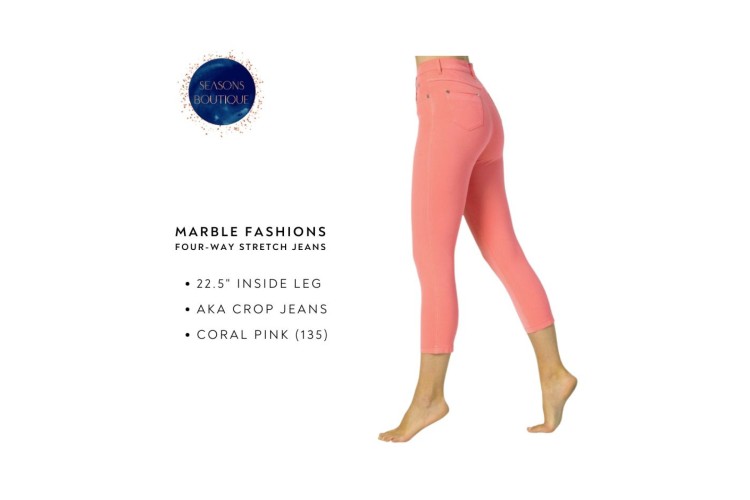 Marble Crop Jeans 2412 | Coral 135
