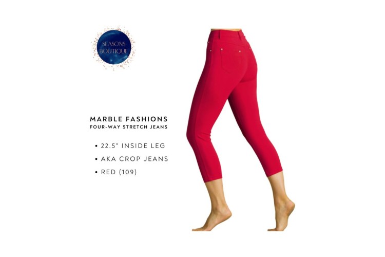 Marble Crop Jeans 2412 | Red 109
