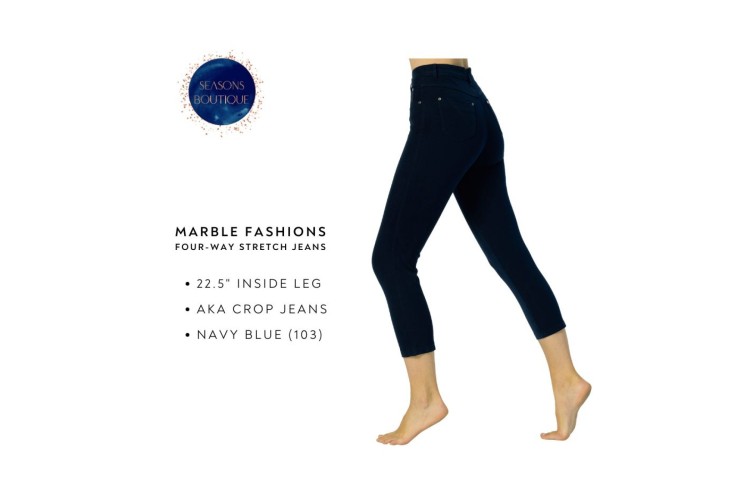 Marble Crop Jeans 2412 |Navy Blue 103