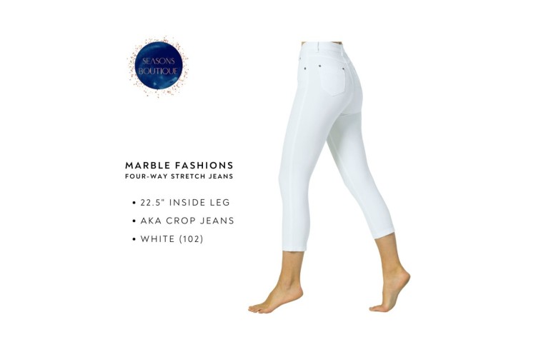 Marble Crop Jeans 2412 | White 102