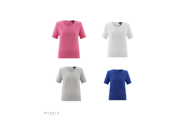 Marble Fine Knit Short Sleeve Jumper 7512