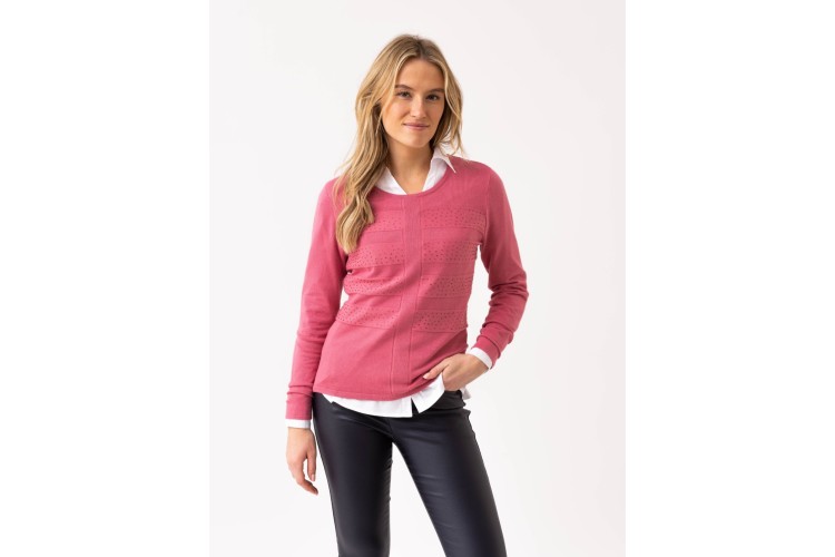 Marble Fuchsia Sparkle Round Neck Jumper