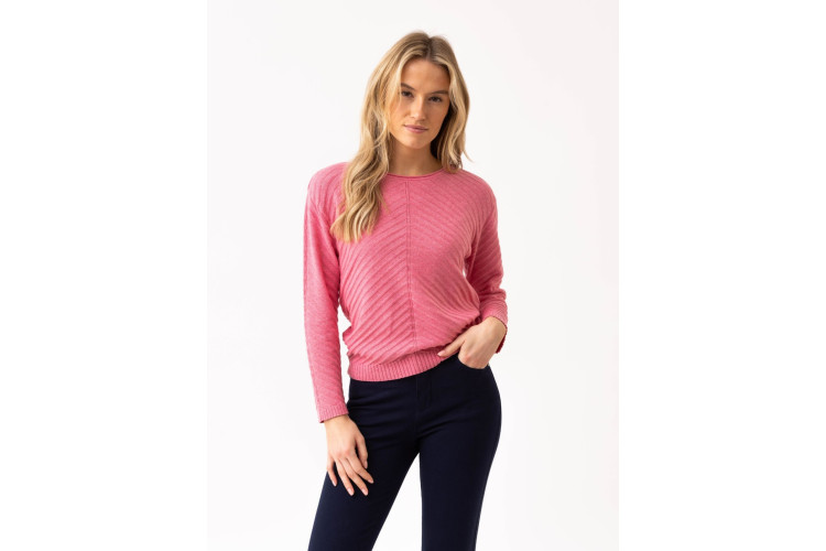 Marble Rose Pink Chevron Rib Cotton Jumper
