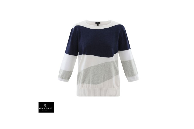 Marble Sweater 7895 | Navy Silver Grey 