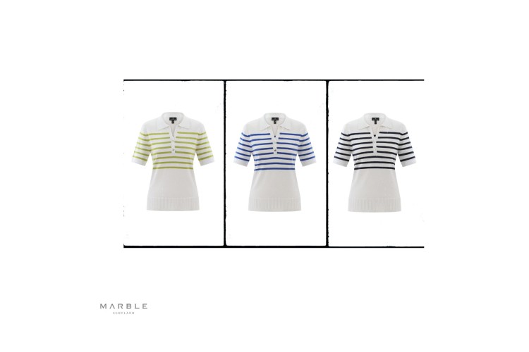 Marble Short Sleeve Polo Sweater 7903 