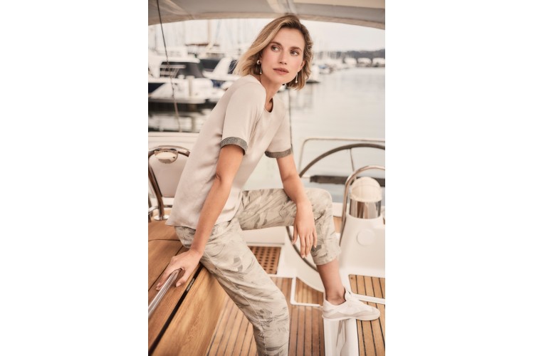 Joseph Ribkoff Metallic Abstract Print Slim Crop Jeans