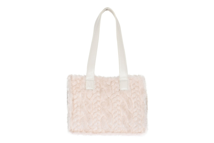 MIcha Faux Fur Cable Texture Tote Bag | Oat