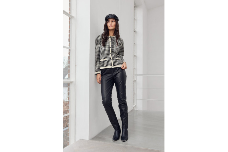 MIcha Houndstooth Knit Jacket | Black and Cream