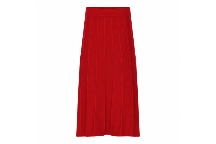 MIcha Pleat Effect Knitted Skirt | Red