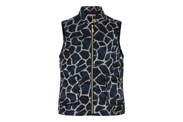 MIcha Print Zip Gilet | Navy