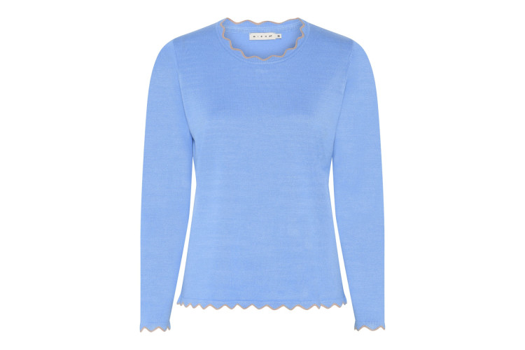 MIcha Scallop Neck Jumper | Blue