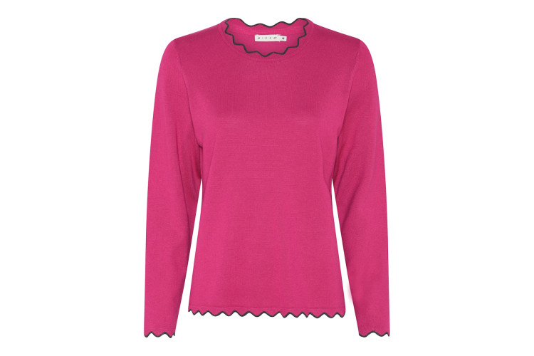 MIcha Scallop Neck Jumper | Pink