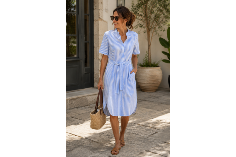 Micha Stripe Dress: Blue