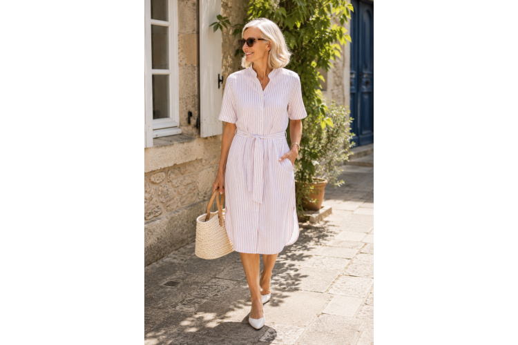 Micha Stripe Dress: Sand
