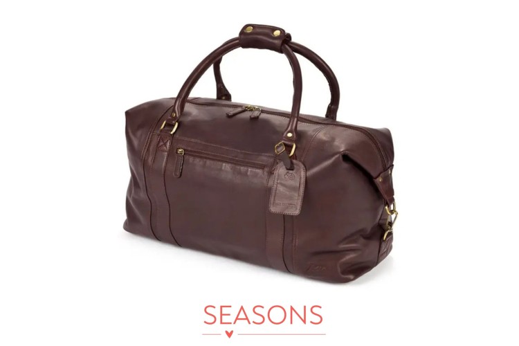 Mid Brown Leather Weekend Bag
