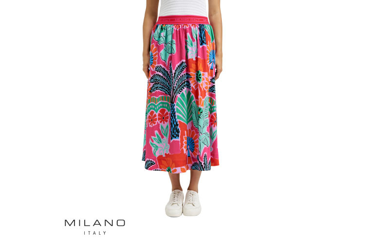 Milano Midi Skirt | Poppy Print