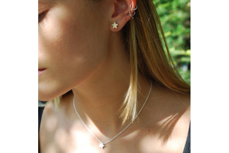 Mini Star Stud Earrings (Silver)