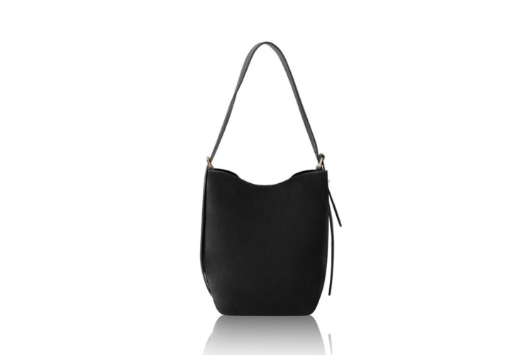Minimalist Suede Bucket Bag – Black