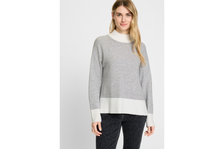 Misty Grey Mélange Jumper with Contrast Detailing