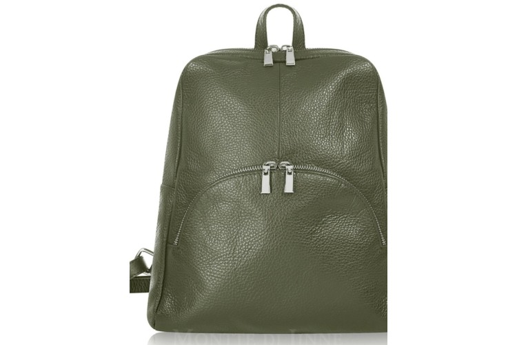 Monte di Jinne Italian Leather Backpack - Olive Green