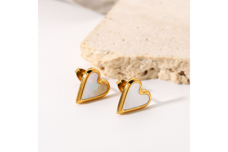 Mother of Pearl Heart Earrings