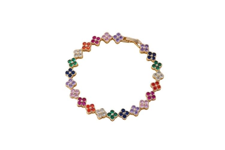 Multi & Gold Crystal Clover Bracelet