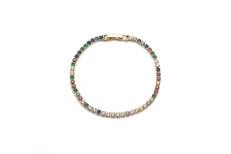 Tennis Bracelet - Multi CZ & Gold 