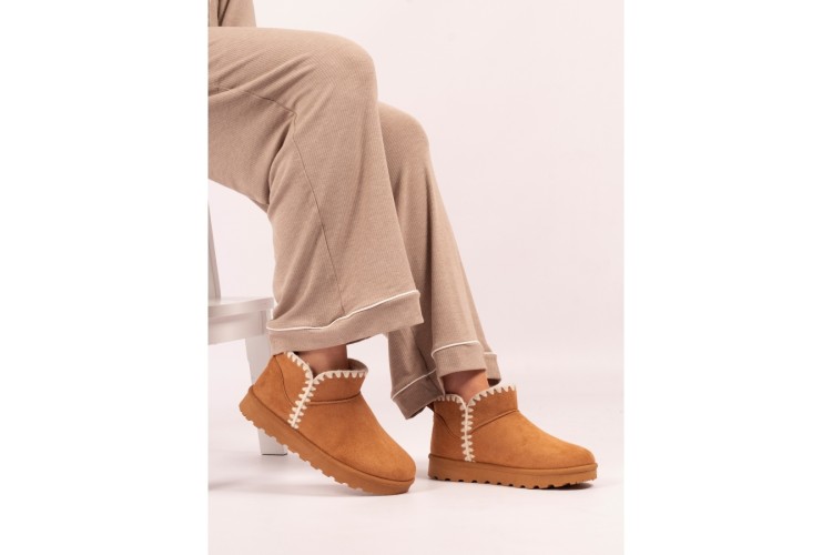 Natal Faux Suede Tan Slipper Boot