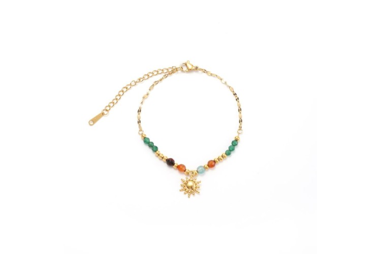 Natural Stone Bead & Sun Bracelet