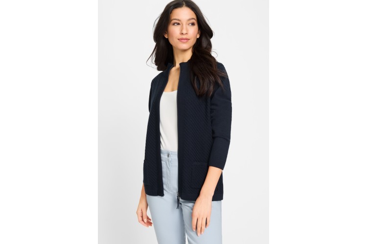 Olsen Eva Zip Cardigan 11000096 | Navy