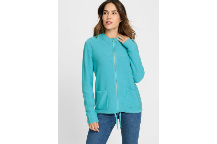 Olsen Henny Zip Cardigan | Teal