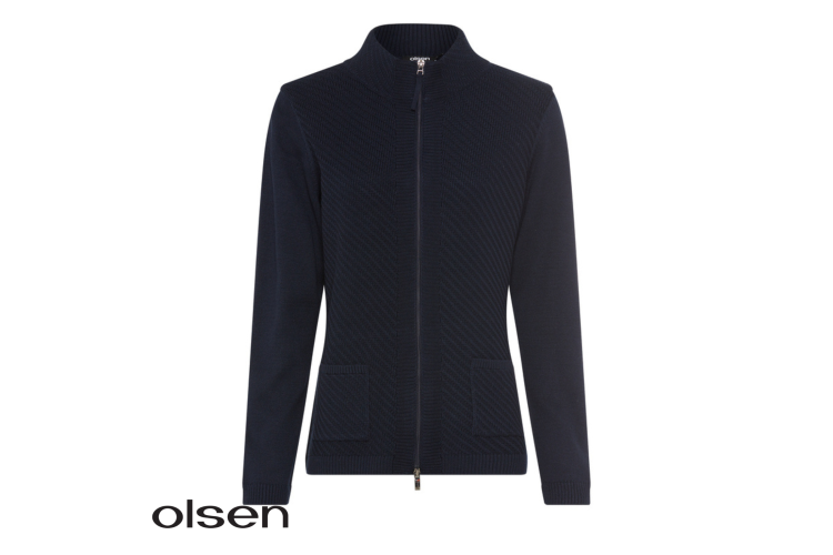 Olsen Eva Zip Cardigan 11000096 | Navy