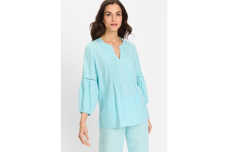 Olsen Linen Blend Top 12002114 | Ocean Breeze Blue