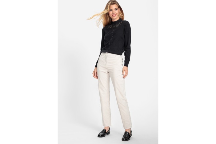 Olsen Mona Winter White Velvet Slim Fit Trousers