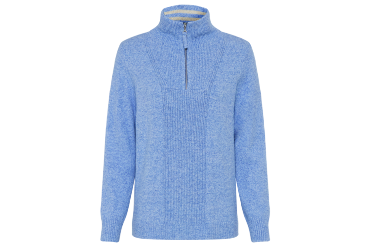 Olsen 1/4 Zip Long Sleeve Jumper - Cobalt Melange