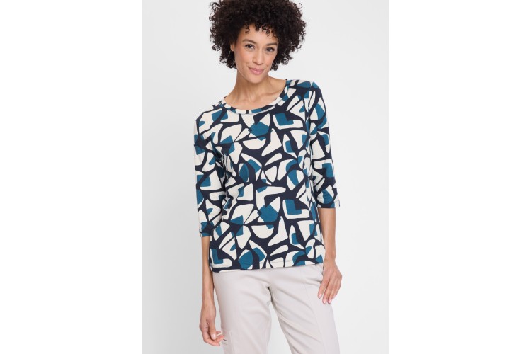 Olsen Round Neck Abstract Print T-Shirt