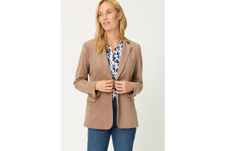 Olsen Suede Effect Jacket | Biscuit