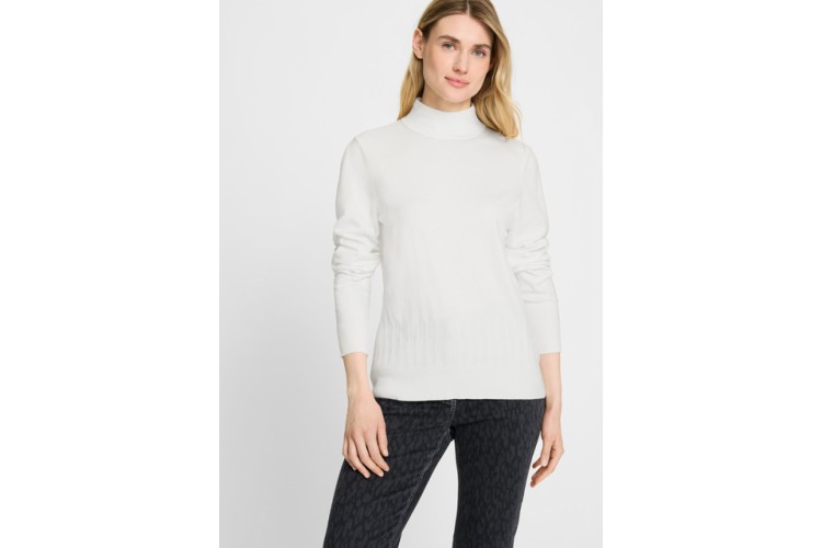 Olsen Winter White Rib-Trim Turtleneck Sweater
