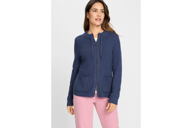 Olsen Zip-Up Cardigan with Drawstring Neck – Henny Fit