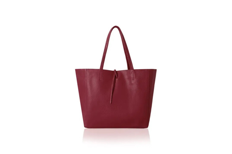 Oversized Leather Tote | Plum 