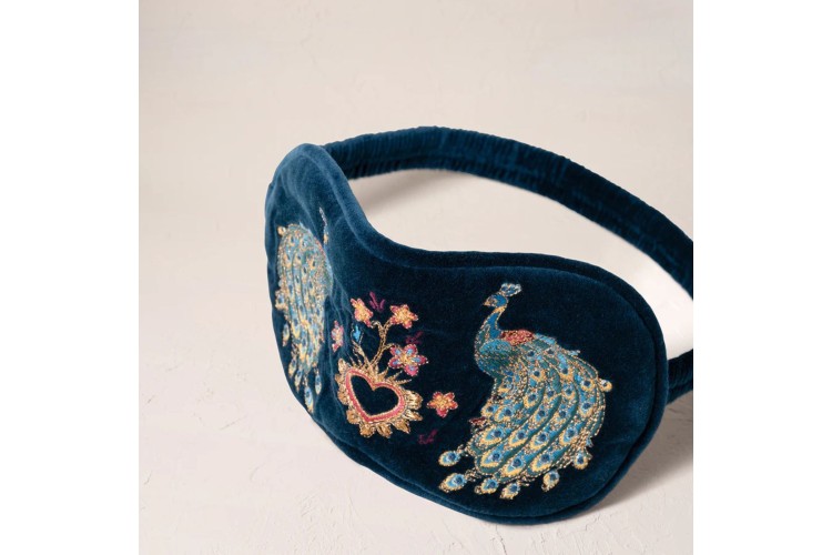 Peacock Floral Eye Mask | Ink Blue