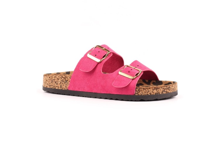 Pecan Footbed Sandal Fuchsia