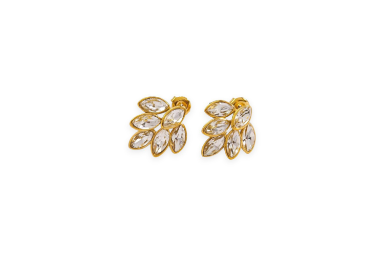 Petal Stud Earrings | Clear & Gold