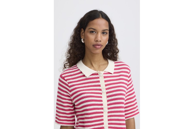 Pink Stripe Knitted Polo